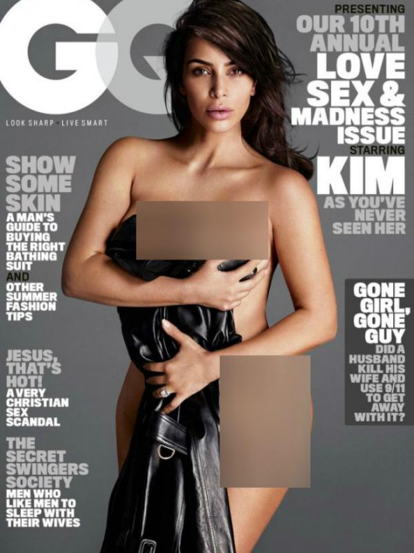 Debut cover Kim Kardashian di majalah GQ (Foto: fashionista.com)