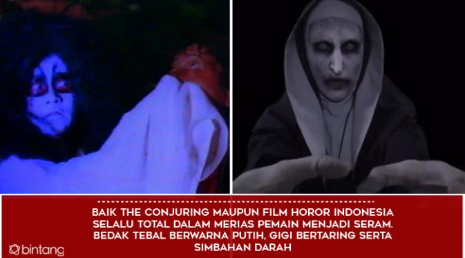 The Conjuring 2 vs Film Horor Indonesia. (Desain by Muhammad Iqbal Nurfajri/Bintang.com)