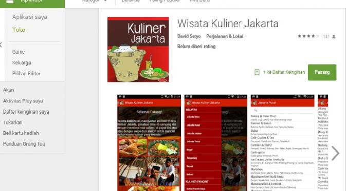 Aplikasi Wisata Kuliner Jakarta (Screenshoot)