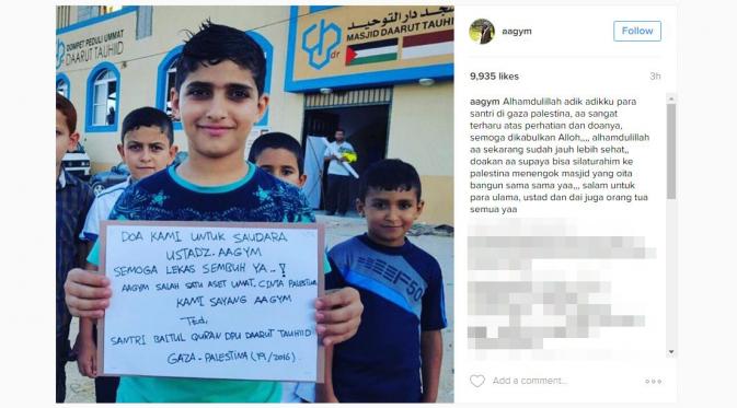 Jatuh Sakit, Aa Gym Dapat Kiriman Doa Dari Santri di Palestina [foto: instagram]