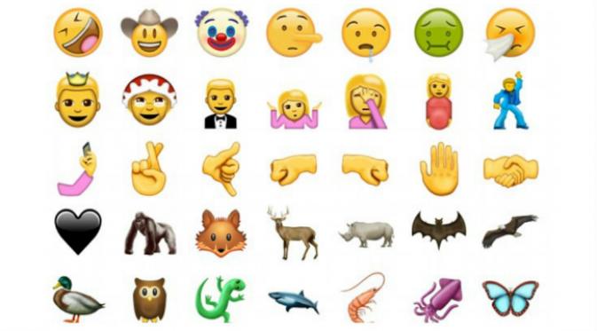 Sekarang semakin mudah menyatakan pesan visual melalui telepon pintar setelah kehadiran 72 emoji baru. (Sumber Emojipedia via Daily Mail)