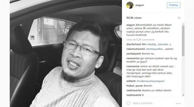 Dikabarkan meninggal dunia, Aa Gym sampaikan wasiat [foto: instagram/aagym]