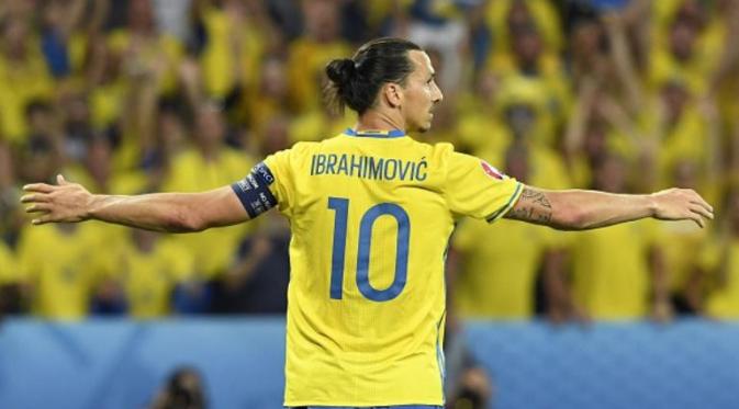 Striker tim nasional Swedia, Zlatan Ibrahimovic. (AFP/Jonathan Nackstrand)