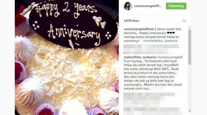 Vanessa Angel rayakan dua tahun masa pacaran dengan Didi Mahardhika [foto: instagram]