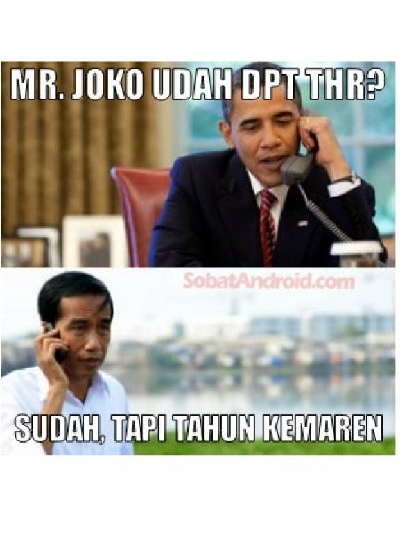 Lagi-lagi meme THR menampilkan Presiden AS Barrack Obama dan Presiden Jokowi
