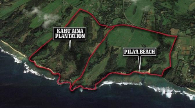 Wilayah di Hawaii yang akan dipagari oleh Zuckerberg (Sumber: Daily Mail).