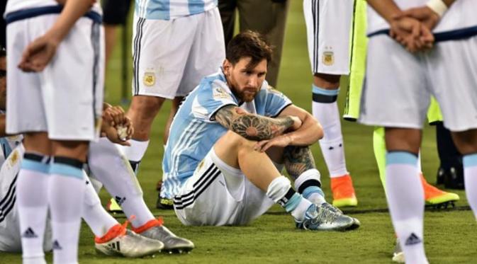 Striker tim nasional Argentina, Lionel Messi. (AFP/Nicholas Kamm)