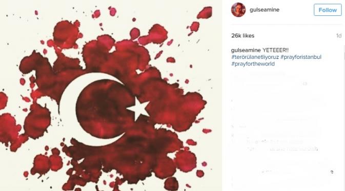 Amine Gulse mengunggah foto duka cinta untuk Turki (Instagram)