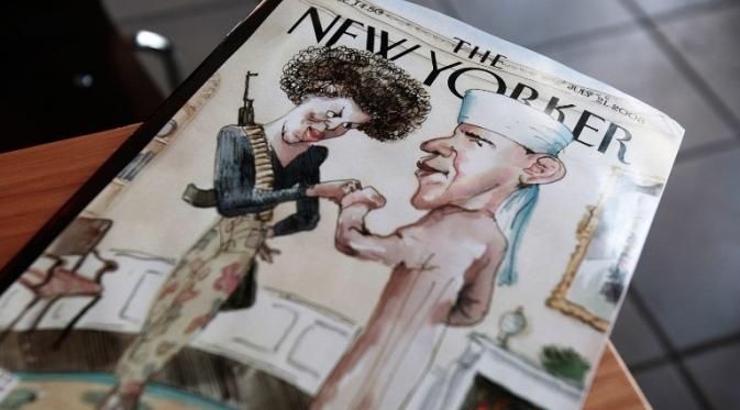 Karikatur Obama dan Michelle dalam sampul majalah The New Yorker (CNN)