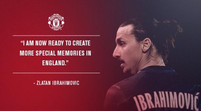 Striker Swedia, Zlatan Ibrahimovic, resmi bergabung dengan Manchester United setelah menandatangani kontrak, Jumat (1/7/2016). (Bola.com/Twitter/ManUtd)