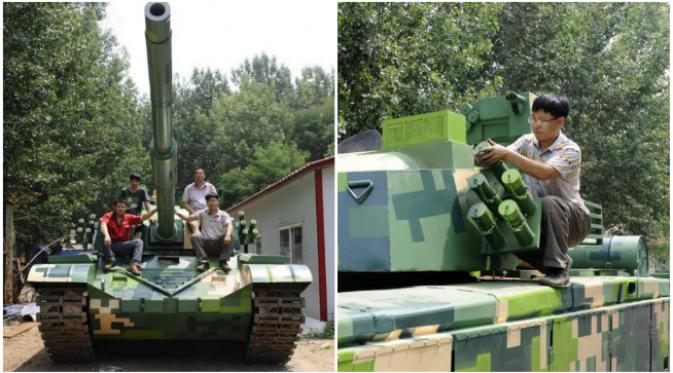 Peng, seorang warga desa pembuat tank ini, mengaku sangat tertarik dengan hal-hal militer dan mekanis sejak masih anak-anak. (Sumber Sina News/People's Daily via Shanghaiist.com)