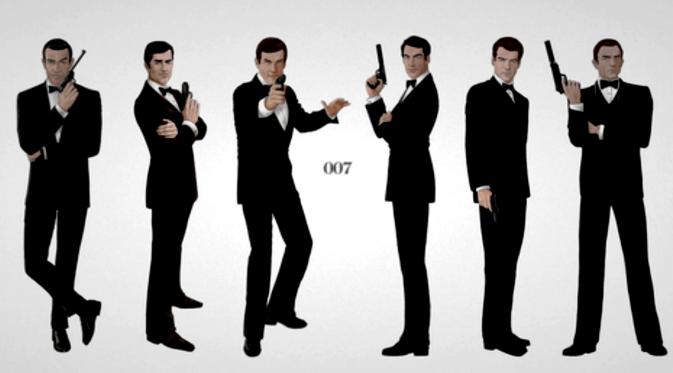 Karakter James Bond diperankan oleh sejumlah aktor ternama Hollywood. (Sumber: Pinterest)