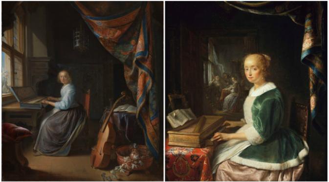  Lukisan 'A Woman Playing a Clavichord' dan 'A Young Lady Playing the Virginal'. (Sumber Dulwich Pitcure Gallery via Guardian)
