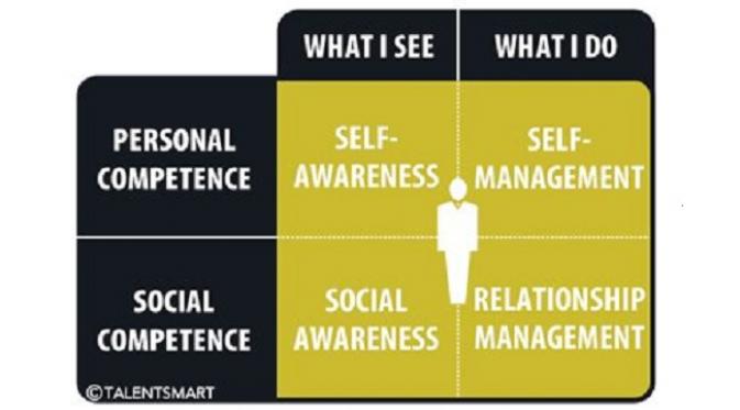 Kecerdasan emosional sendiri terdiri dari empat ketrampilan inti yang berpasangan dalam dua kompetensi utama, yaitu kompetensi personal dan kompetensi sosial. (sumber. Success.com)