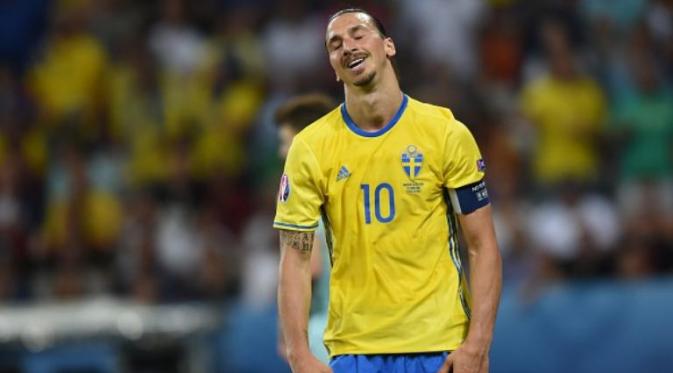 Striker tim nasional Swedia, Zlatan Ibrahimovic. (AFP/Bulent Kilic)