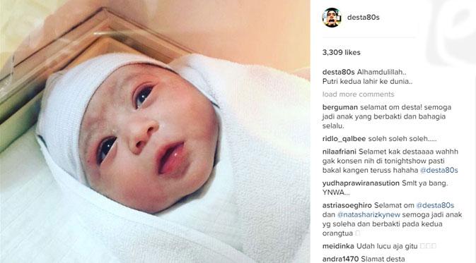 Putri kedua dari Desta dan Natasha Rizki. (via instagram.com/desta80s)