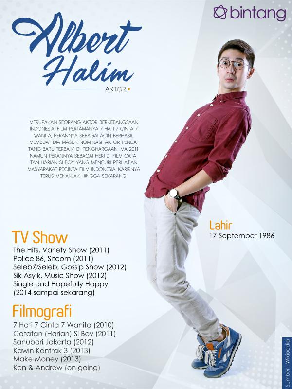 Celeb Bio Albert Halim (Fotografer: Nurwahyunan, Desain: Muhammad Iqbal Nurfajri/Bintang.com)