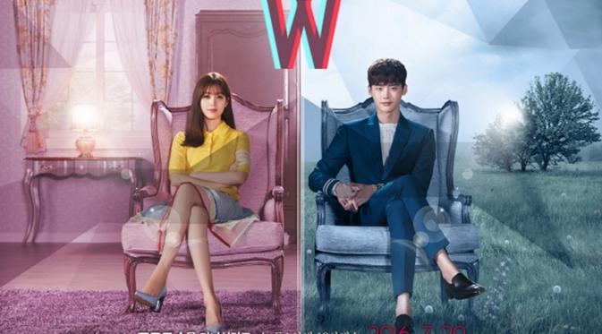 Poster drama W yang dibintangi Lee Jong Suk dan Han Hyo Joo. Foto: Soompi