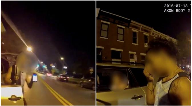Karena terlalu sibuk dengan permainan Pokemon Go, pria ini menabrak sasaran yang salah, yaitu mobil dinas polisi yang sedang diparkir. (Sumber Baltimore Police Department)