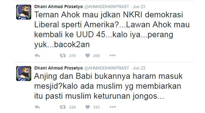 Kicauan Ahmad Dhani pada 23 Juni 2016. (via Twitter.com)