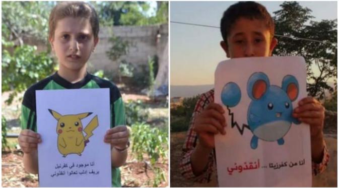 Menggunakan kepopuleran Pokemon Go, sejumlah warga Suriah mencoba menarik perhatian dunia tentang kekacauan di negerinya. (Sumber RFS via BBC)