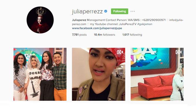Julia Perez mempunyai followers sebanyak 10,4 juta. (via Instagram.com)