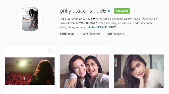 Prilly Latuconsina mempunyai followers sebanyak 11,6 juta. (via Instagram.com)