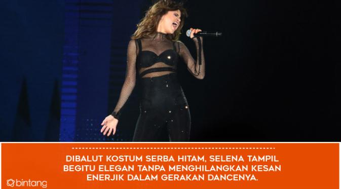 Euforia Revival Tour Selena Gomez di Indonesia. (Foto: Galih W. Satria/Bintang.com, Desain: Muhammad Iqbal Nurfajri/Bintang.com)
