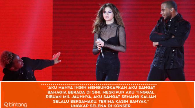 Euforia Revival Tour Selena Gomez di Indonesia. (Foto: Galih W. Satria/Bintang.com, Desain: Muhammad Iqbal Nurfajri/Bintang.com)