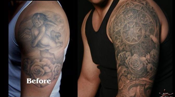 Beberapa orang memilih untuk mengubah tato permanen mereka dengan menempel tato baru di tempat yang sama (amazingbeautifulworld.com).