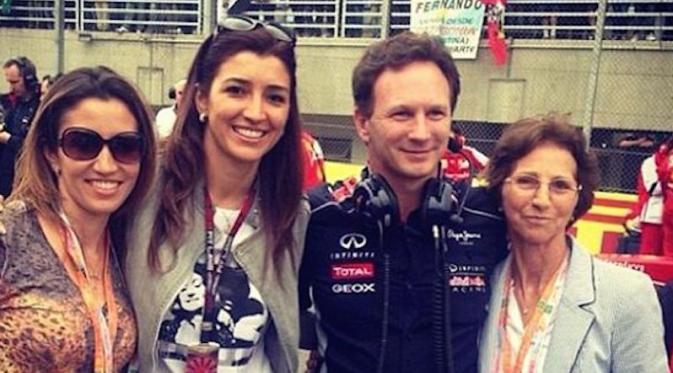 Fabiana Ecclestone dan sang Ibunda bersama bos Red Bull Racing, Christian Horner