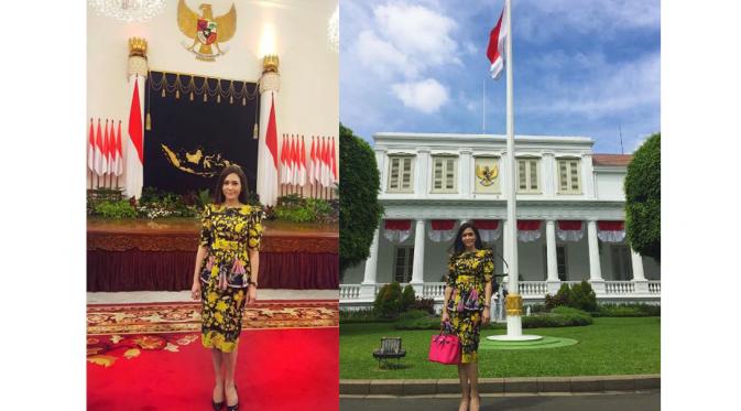 Maia Estianty berpose di Istana Kepresidenan Negara RI [foto: instagram]