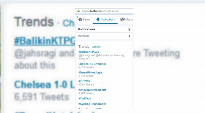 #BalikinKTPGue menjadi trending tropic di Twitter setelah pernyataan Ahok yang akan maju di jalur Parpol (Twitter)