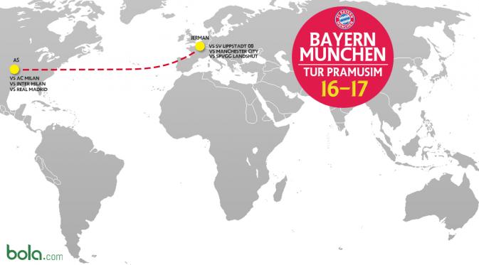 Ruter tur pramusim Bayern Munchen (Bola.com/Adreanus Titus)