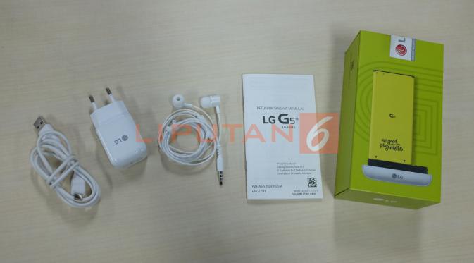 Kelengkapan LG G5 SE. Liputan6.com/Iskandar