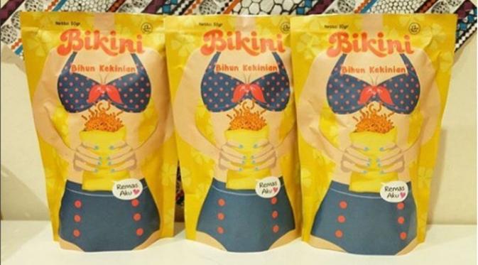 Gara-gara kemasan yang dianggap memiliki unsur pornografi, Snack Bikini alias Bihun Kekinian bakal diperiksa BPOM Semarang. (Foto: Instagram)