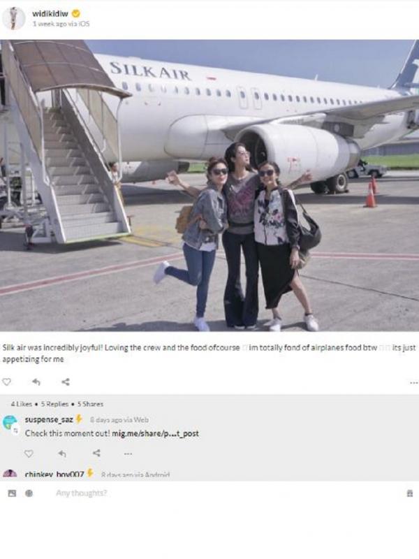 Widi Vierratale, Sheza Idris dan Ayu Hastari sesaat sebelum terbang ke Singapura (Source: Migme)