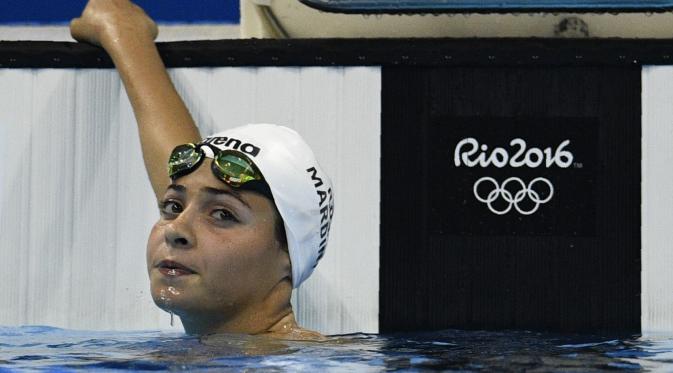 Atlet renang dari Tim Pengungsi Olimpaide, Yusra Mardini (18 tahun) mengatakan dirinya puas bisa ikut bersaing Rio 2016. (Martin BUREAU / AFP)
