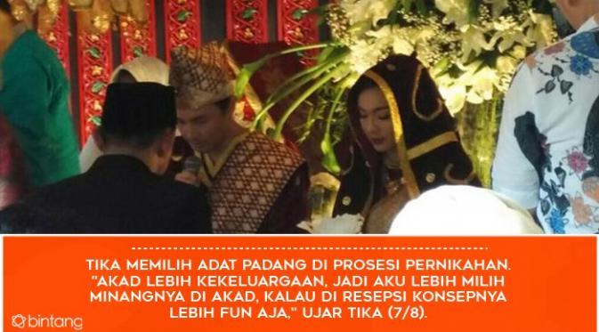 Momen Bahagia di Balik Pernikahan Tika Bravani dan Dimas Aditya. (Foto: liputan6.com, Desain: Muhammad Iqbal Nurfajri/Bintang.com)
