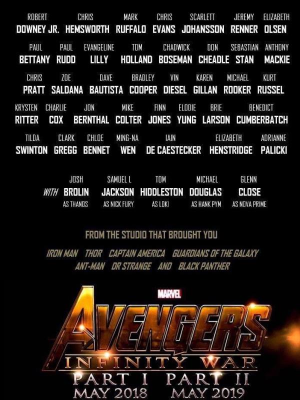 Poster buatan fans untuk Avengers: Infinity Wars. (Facebook / Robert Downey Jr.)