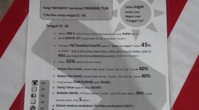 Kedai kopi di Palembang gratiskan penghapal Alquran (Liputan6.com / Raden Fajar)
