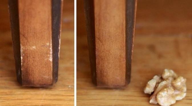 Gunakan biji kenari untuk menyamarkan kerusakan kayu