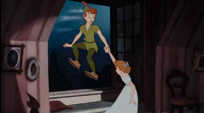 Peter Pan saat mengajak Wendy untuk terbang bersamanya kepulau impian,  Wonderland.