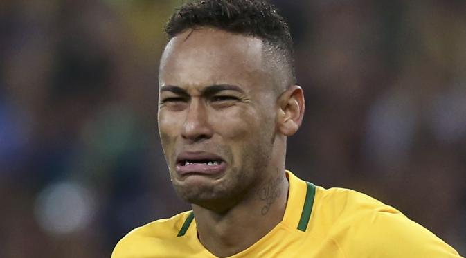 Brasil raih emas sepak bola putra Olimpiade Rio de Janeiro 2016, Neymar langsung menangis. (Reuters)