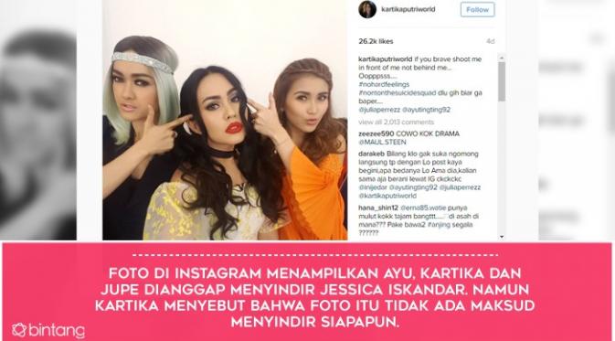 Kartika Putri di Tengah Kisruh Ayu Ting Ting dan Jessica Iskandar. (Foto: Instagram @kartikaputriworld, Desain: Muhammad Iqbal Nurfajri/Bintang.com)