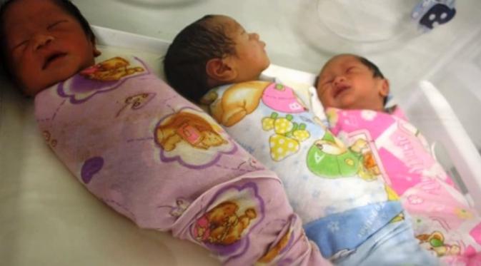 Anak kembar 3 Komeng ketika baru lahir. (via youtube.com)