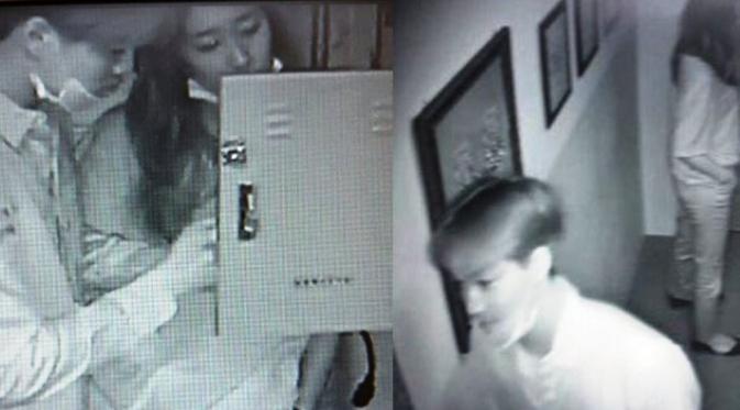 Kai EXO dan Krystal f(x) dalam rekaman CCTV sebuah kafe di Seoul, Korea [foto: Allkpop]