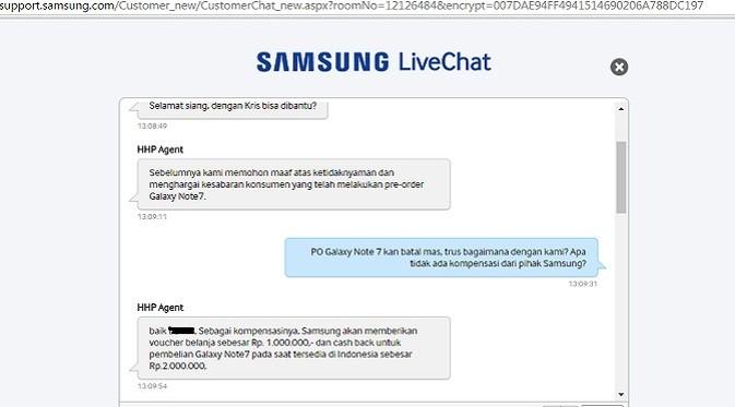 Konsumen mendapat kompensasi dari Samsung atas batalnya pre-order Galaxy Note 7. (Liputan6.com/Corry Anestia)