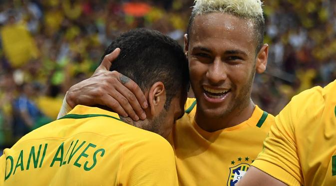 Gol Neymar mencatatkan dirinya sebagai top scorer sepanjang masa keempat Brasil, menyamai Zico. (VANDERLEI ALMEIDA / AFP)