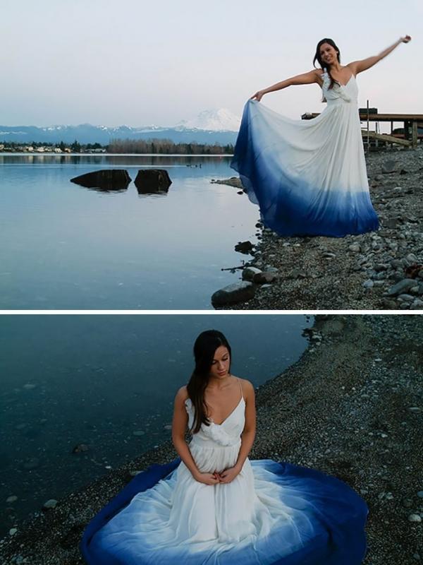 Gaun pengantin ombre ini bisa instimewakan pernikahanmu, cantik deh! (via: Boredpanda.com)